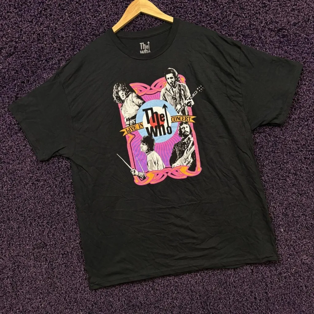The Who Live in Concert Art Promo Poster Rock Band T-Shirt L  - Image 3