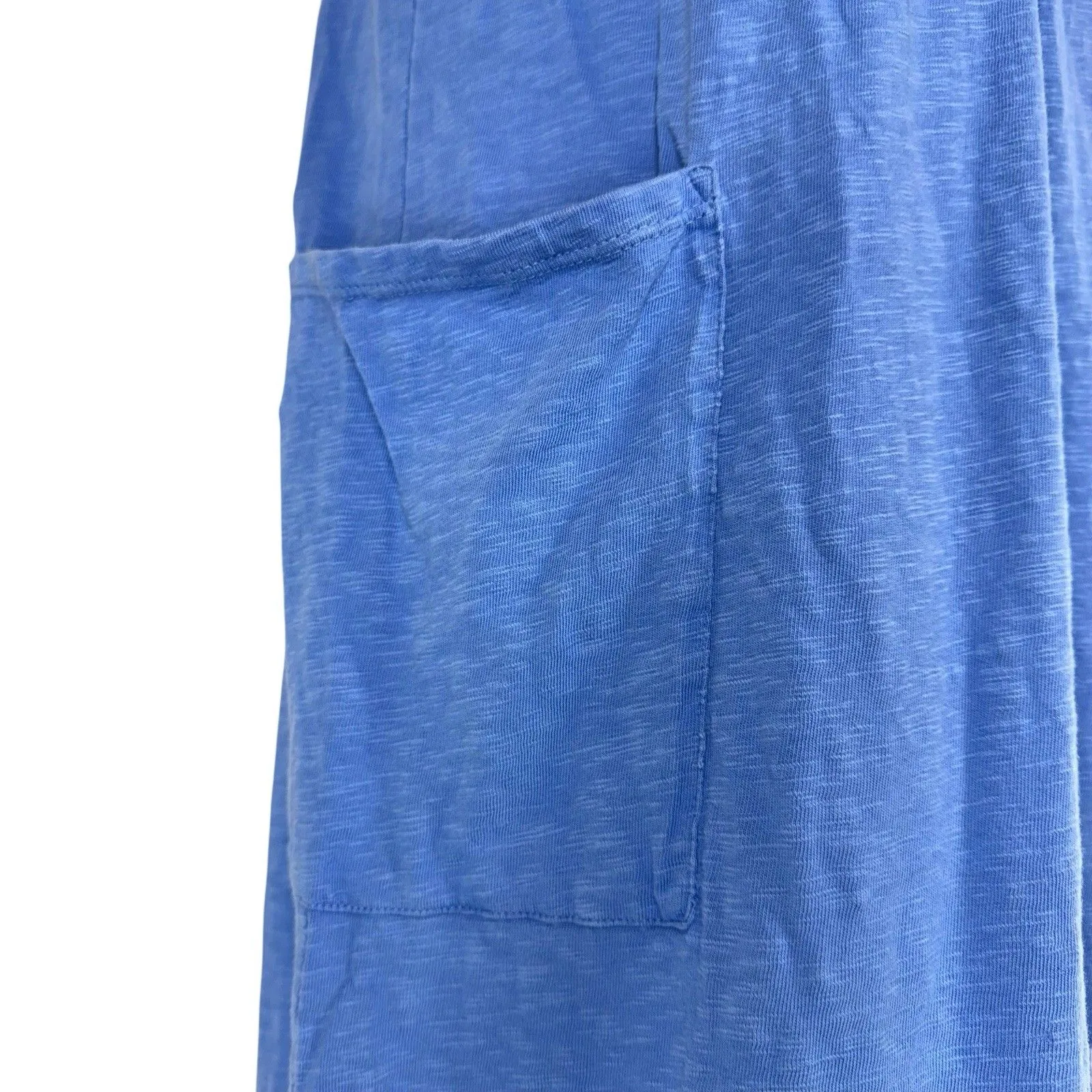 J. Jill Knit V Neck Dress Size S Blue Pockets Lagenlook Boho Short Sleeve Cotton - Image 4