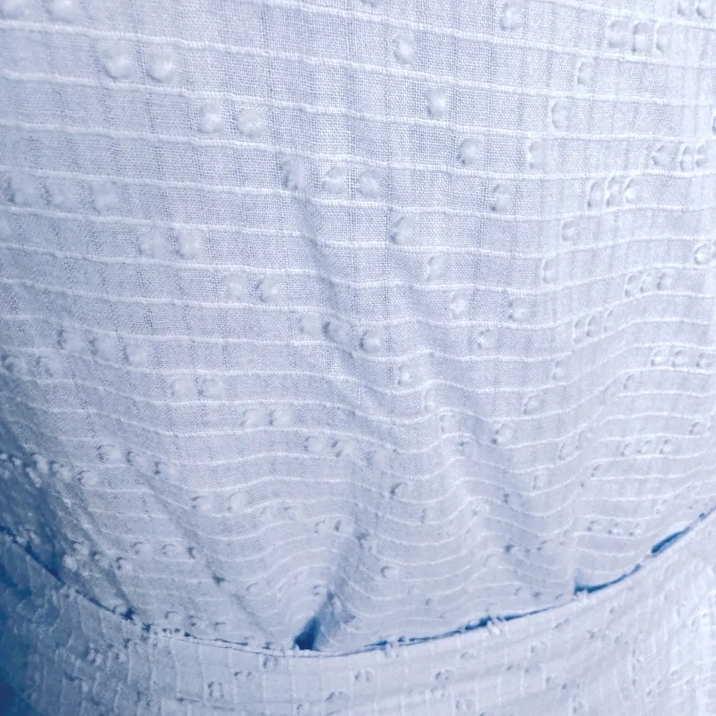 ELOQUII SLUB COTTON SWISS DOTS BALLOON SLEEVES BLUE DRESS SZ 14 - Image 6