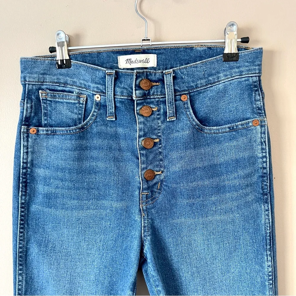 MADEWELL | Blue 10" High Rise Button Fly Skinny Denim Jeans Sz 28 - Image 3