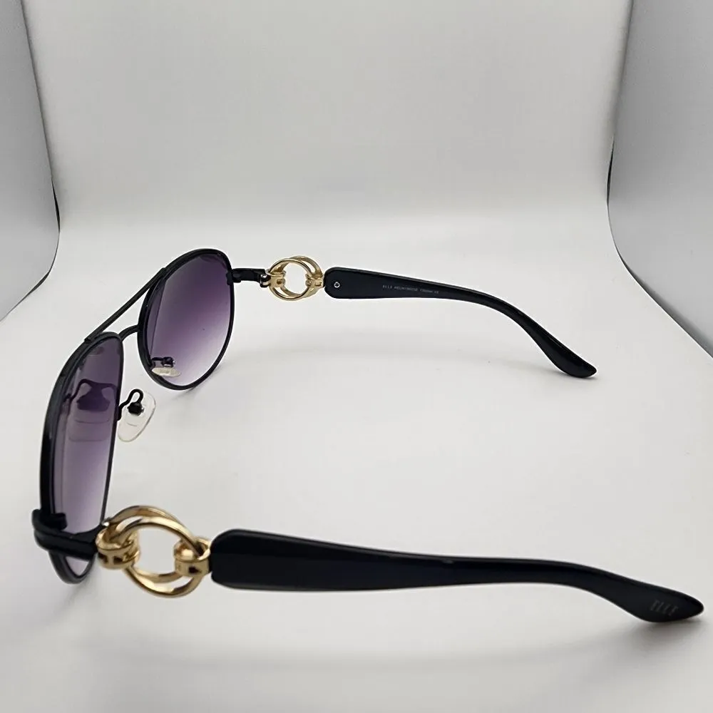 Elle Black Aviator Sunglasses & Case - Image 12