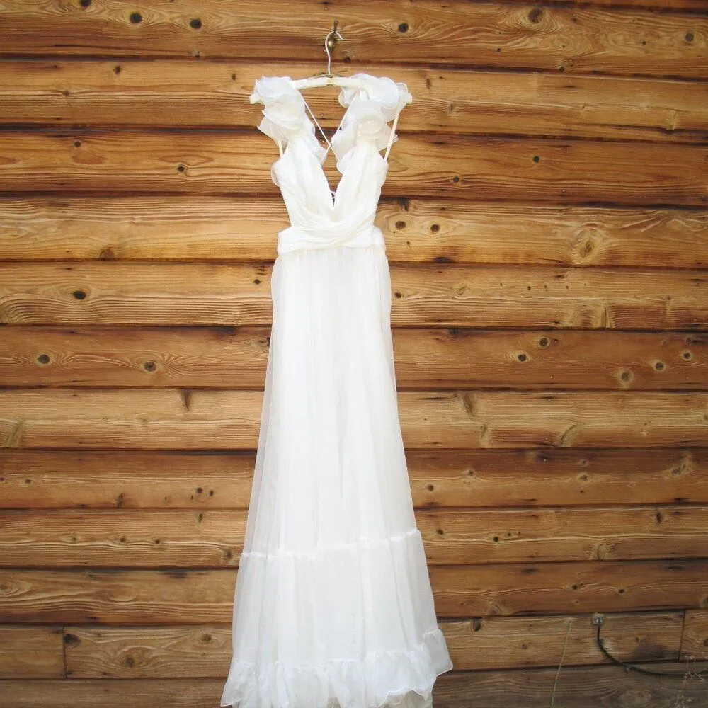 Mac Duggal 67911 Ruffled Tiered Cut Out Chiffon Gown Dress White 6 - Image 8