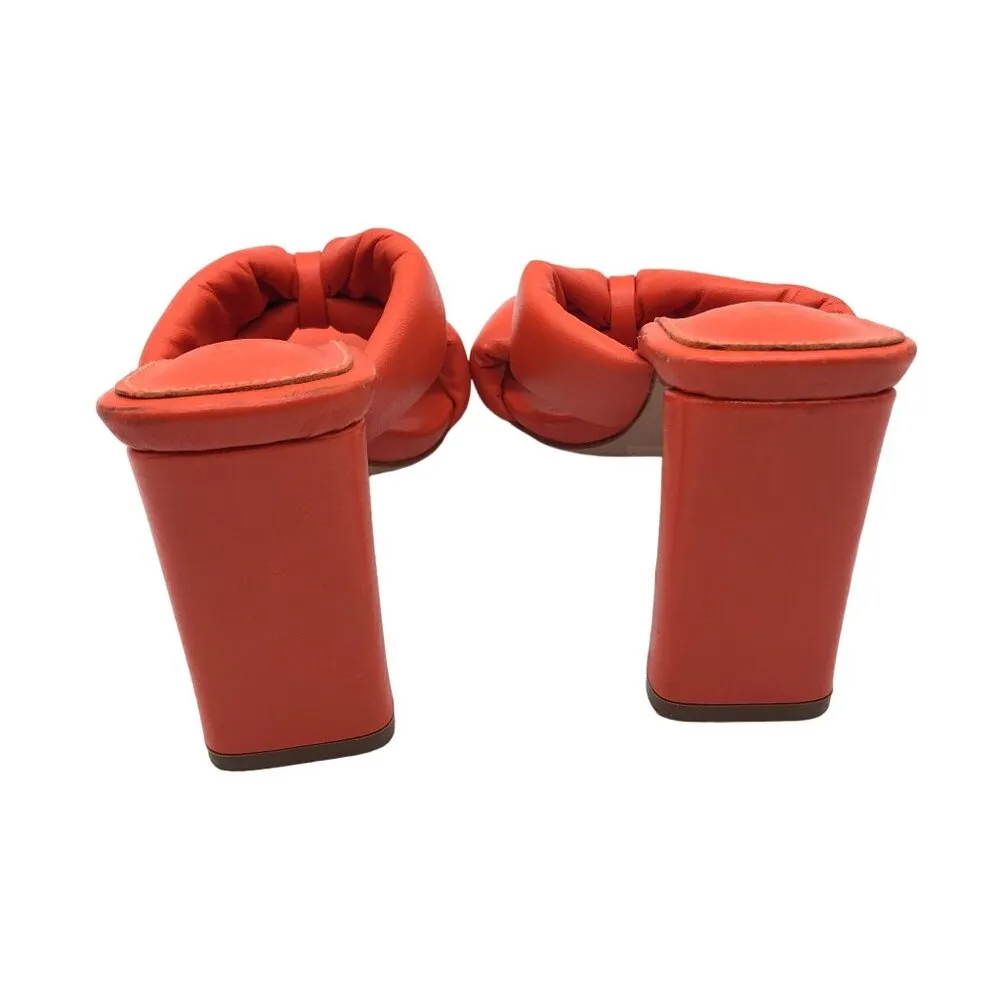 Schutz Orange Fairy Faux Leather Puffy High Heel Sandals With Knot Detail 5.5B - Image 5