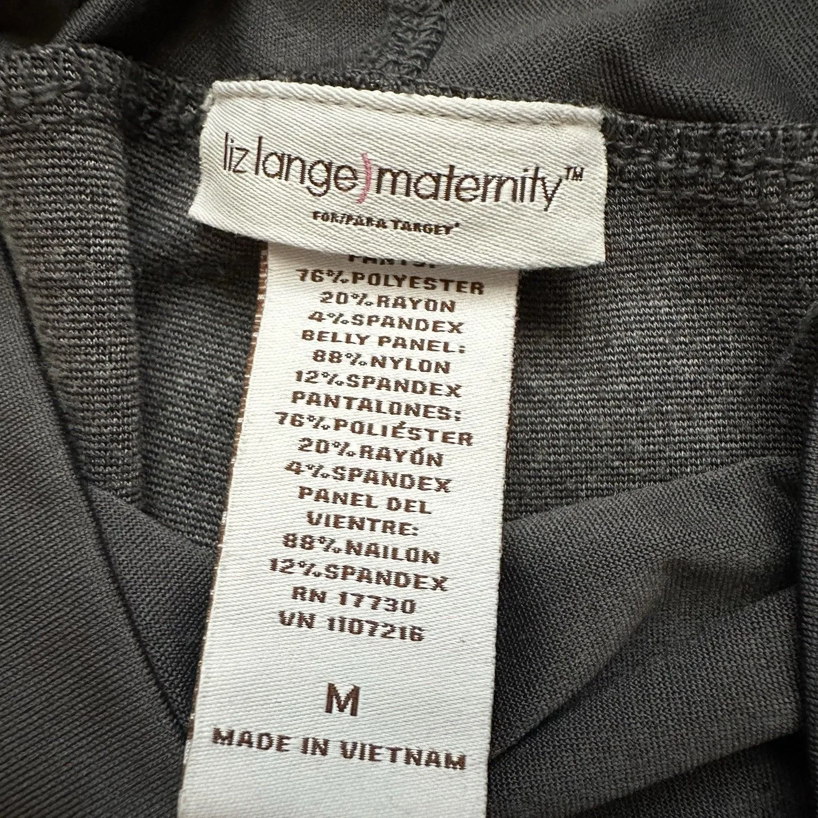 Liz Lange Maternity Pants Legging Size Medium Full Belly Panel Stretch Gray - Image 2