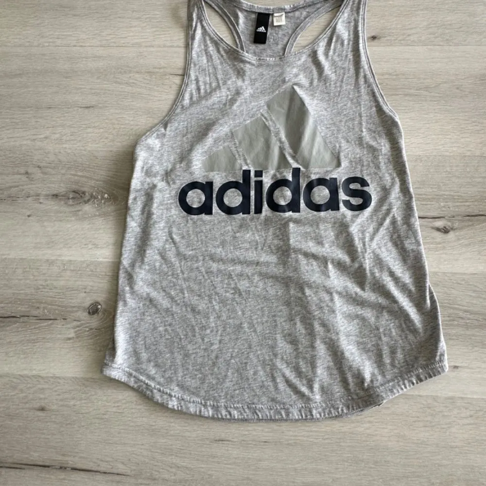 Adidas Logo Racerback Tee Gray M EUC - Image 3