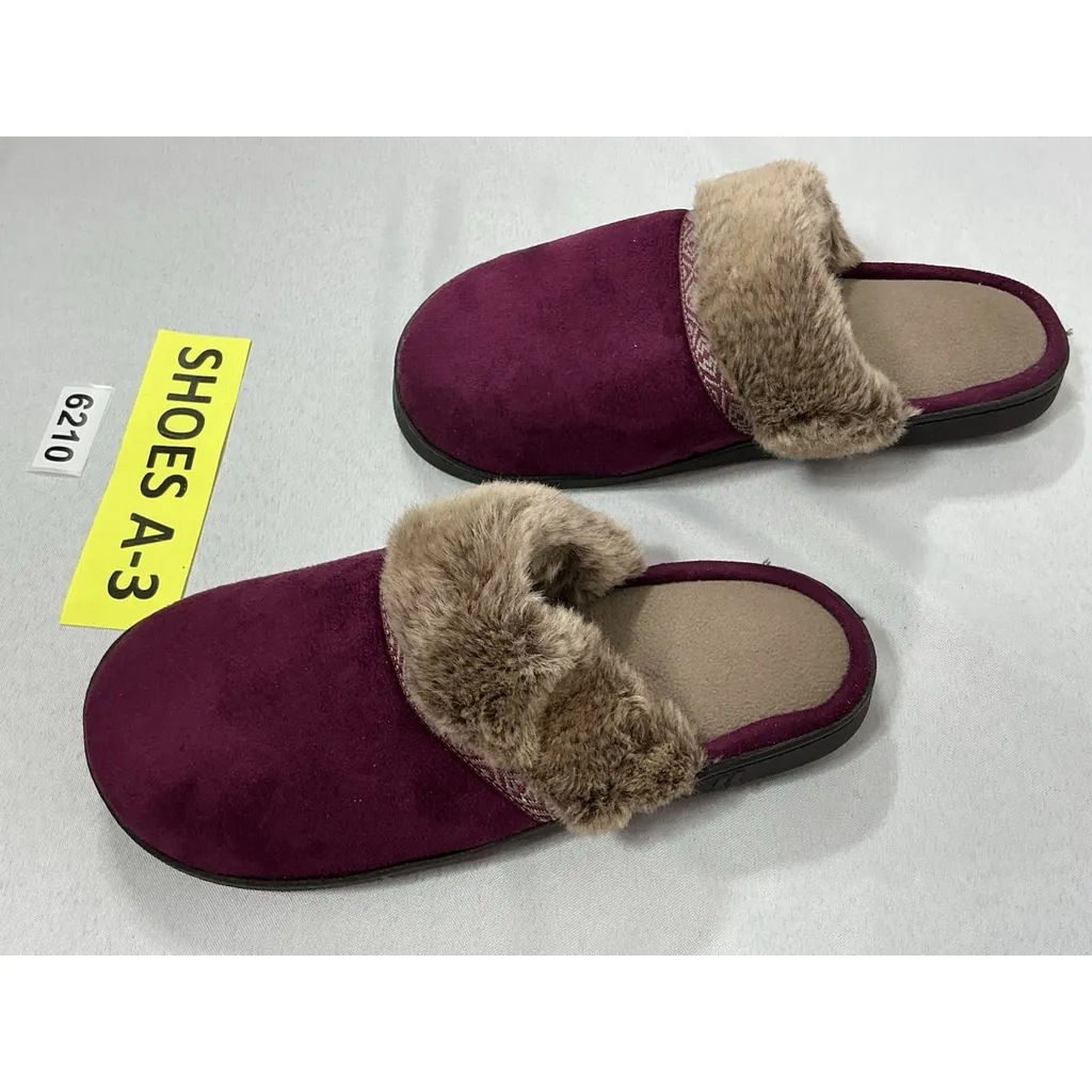 Womans Isotoner Slipon Slide Slippers 8.5/9 Maroon Cuff NWOT - Image 3