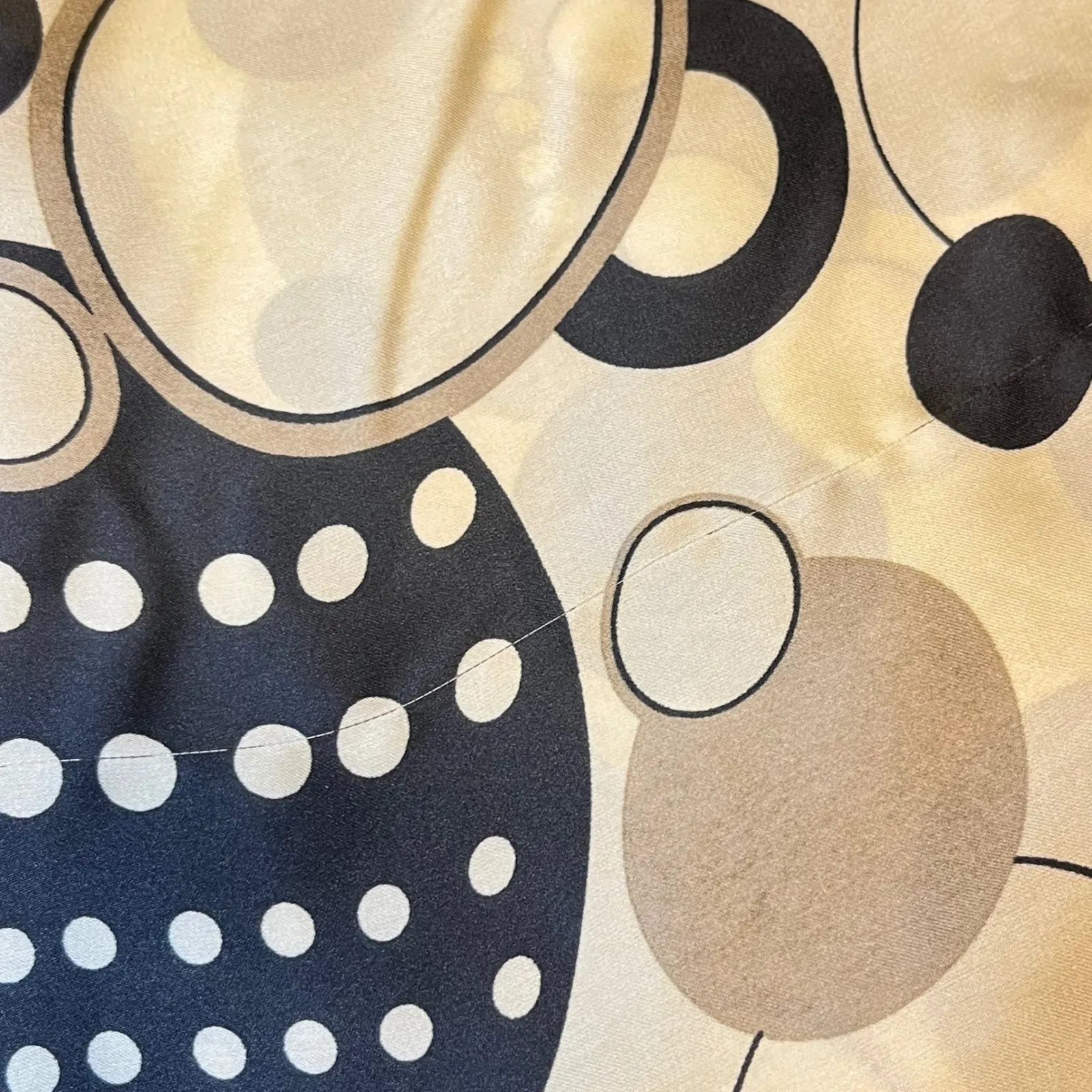 Dressbarn Women's Y2K Sleeveless Halter Top Beige Brown Black Circle Print Large - Image 5