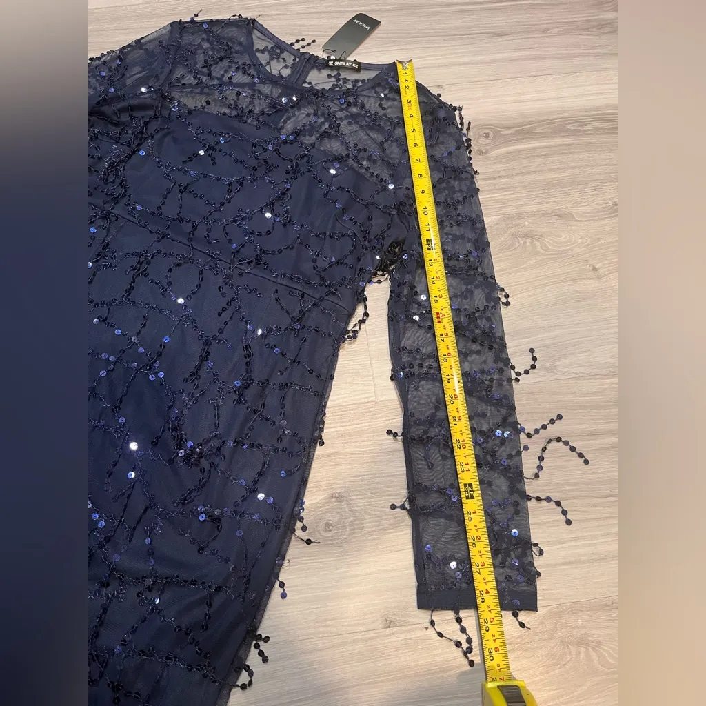 NWT Elegant sequin ‎ Navy Beaded Dress Blue Size XXL - Image 3