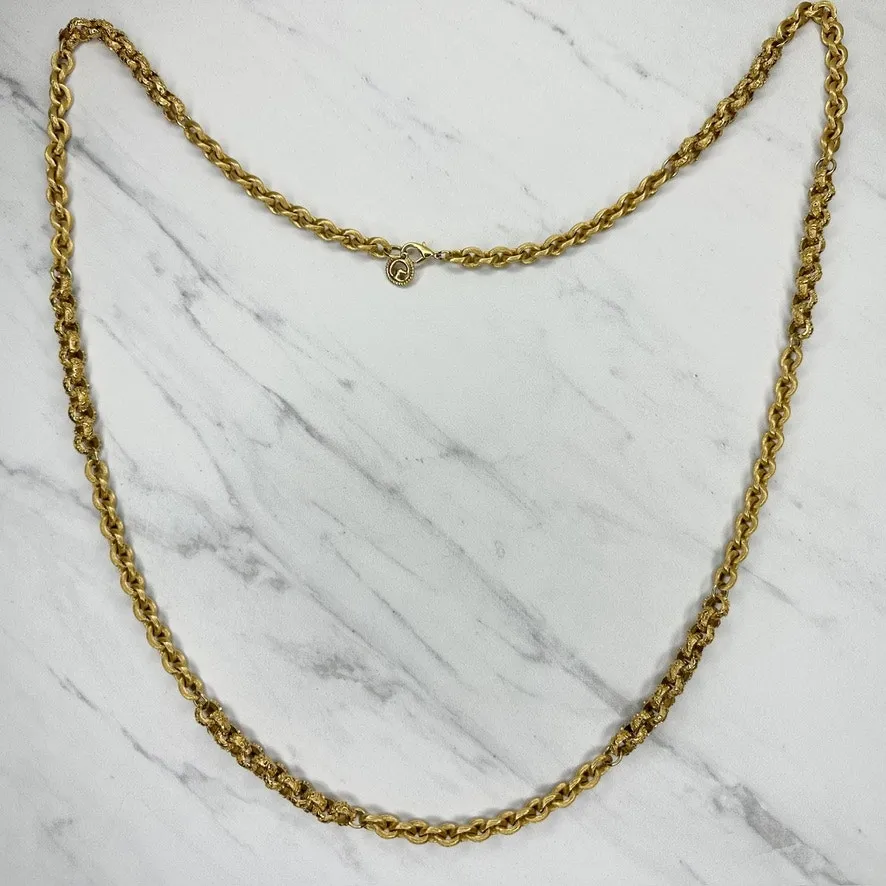 St. John Gold Chain Necklace 46" Palm Beach New York Text Links Statement ✨ - Image 7