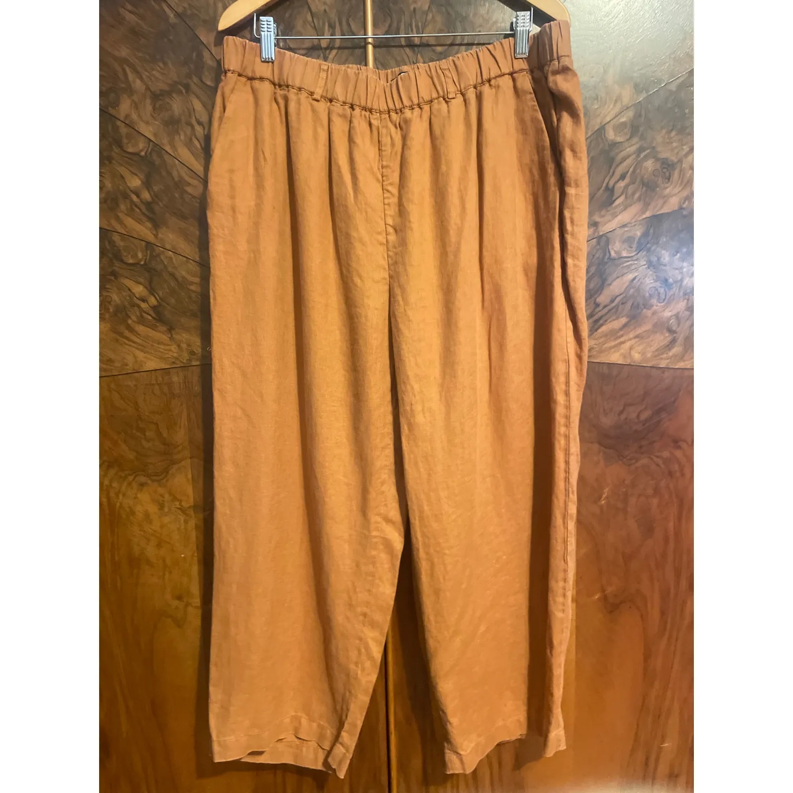 QUINCE European Linen Pants SUSTAINABLE FASHION BRAND Tan Terracotta XL - Image 3