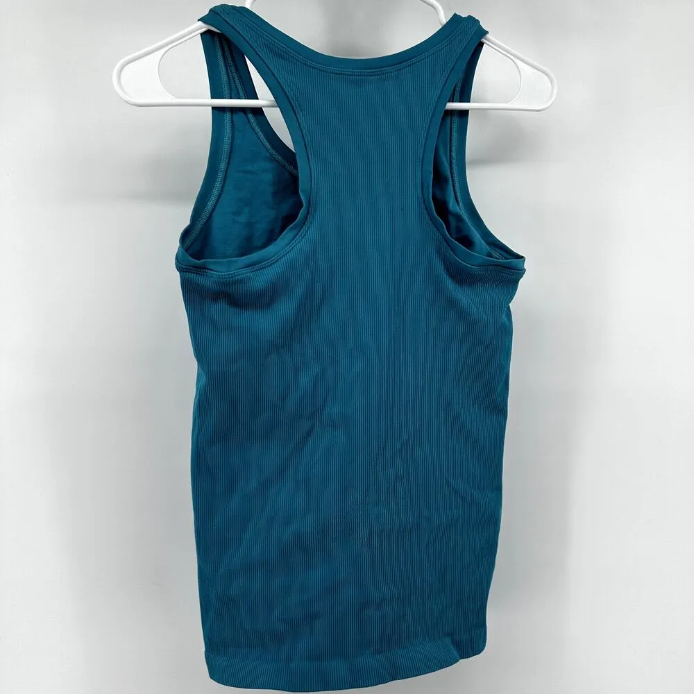 Spanx Ribbed Knit Tank Top Shelf Bra Shapewear Racerback Stretch Blue L/XL - Image 4