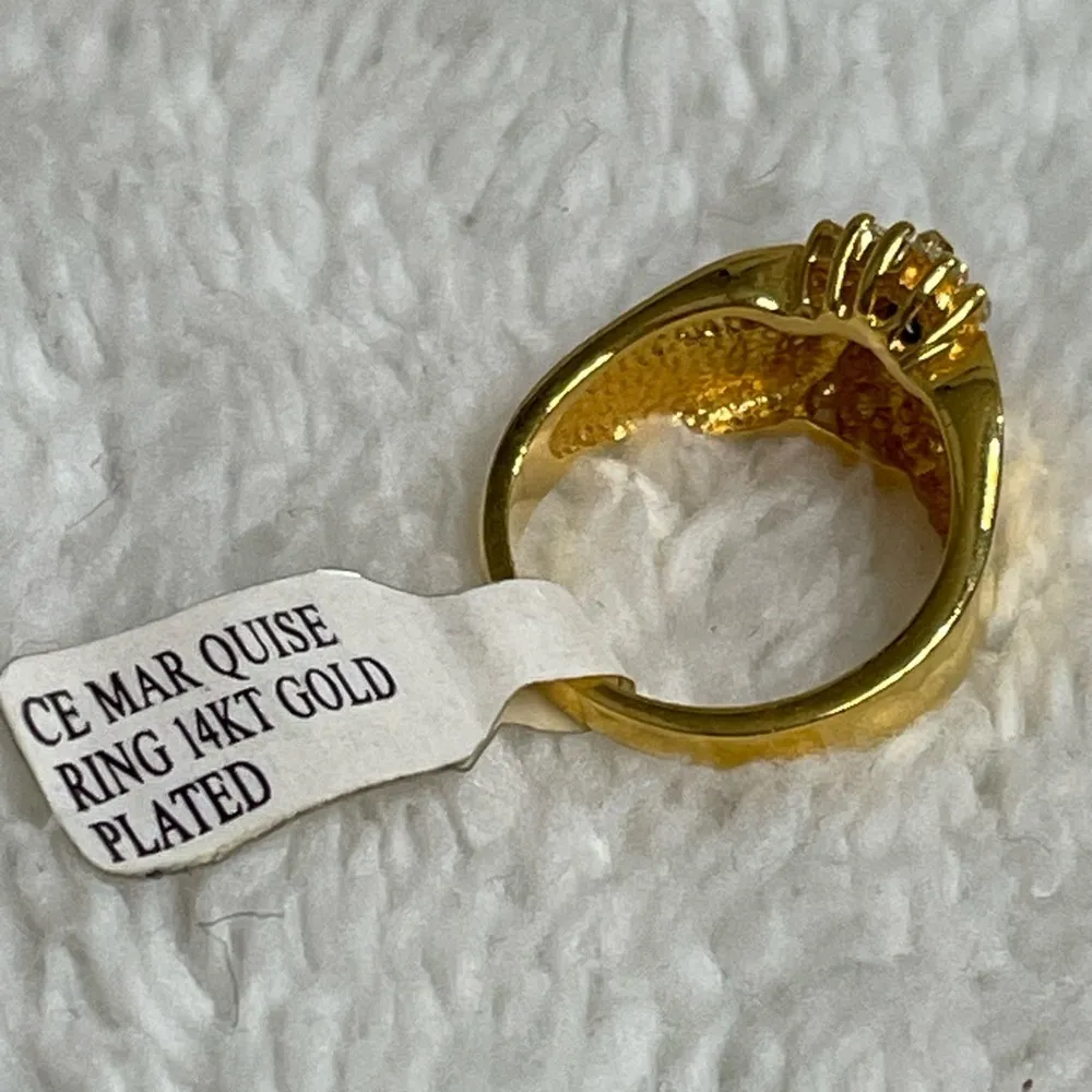 14k gold plated cocktail ring size 6 - Image 3