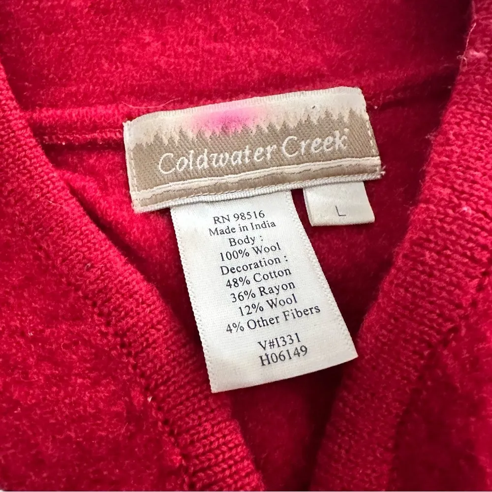 Vintage Coldwater Creek 100% Wool Zip Up Cabin Chic Moose Sweater - Image 4