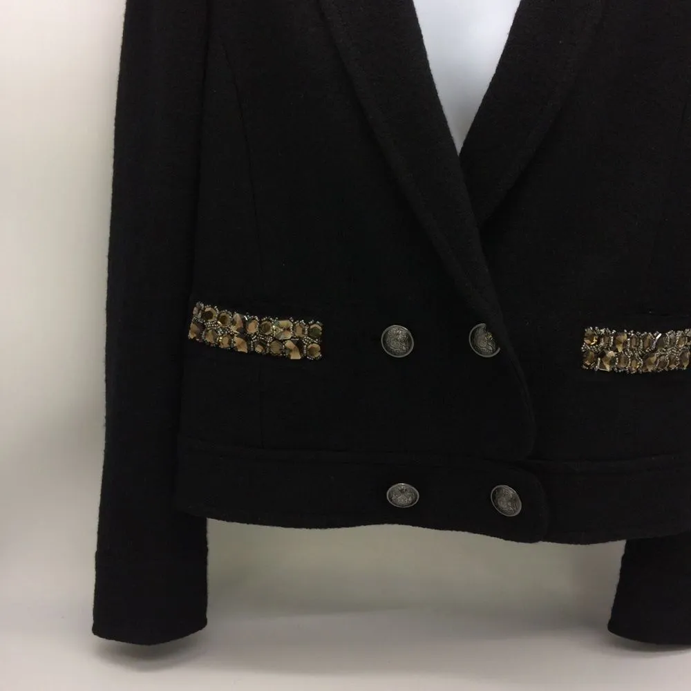 Loft Wool Blend Double Breasted Shorter Blazer Jacket w/Embellished Pockets- 4 - Image 5