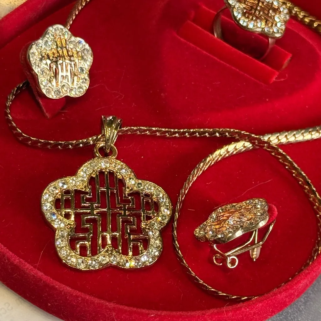 Double Happiness Chinese Jewelry Set - Image 3