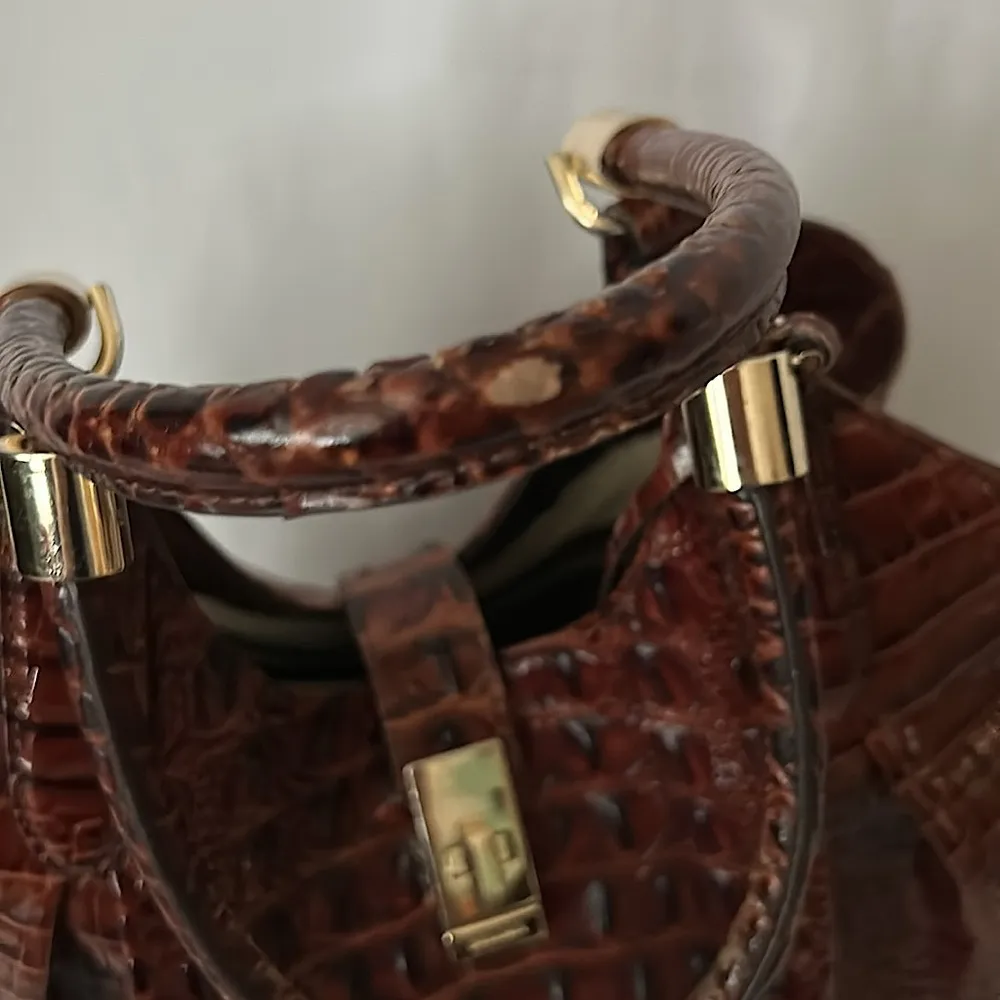 Brahmin Luxurious Brown Crocodile Skin Imprint Leather Elisa Handbag Purse 🌺🌺 - Image 10