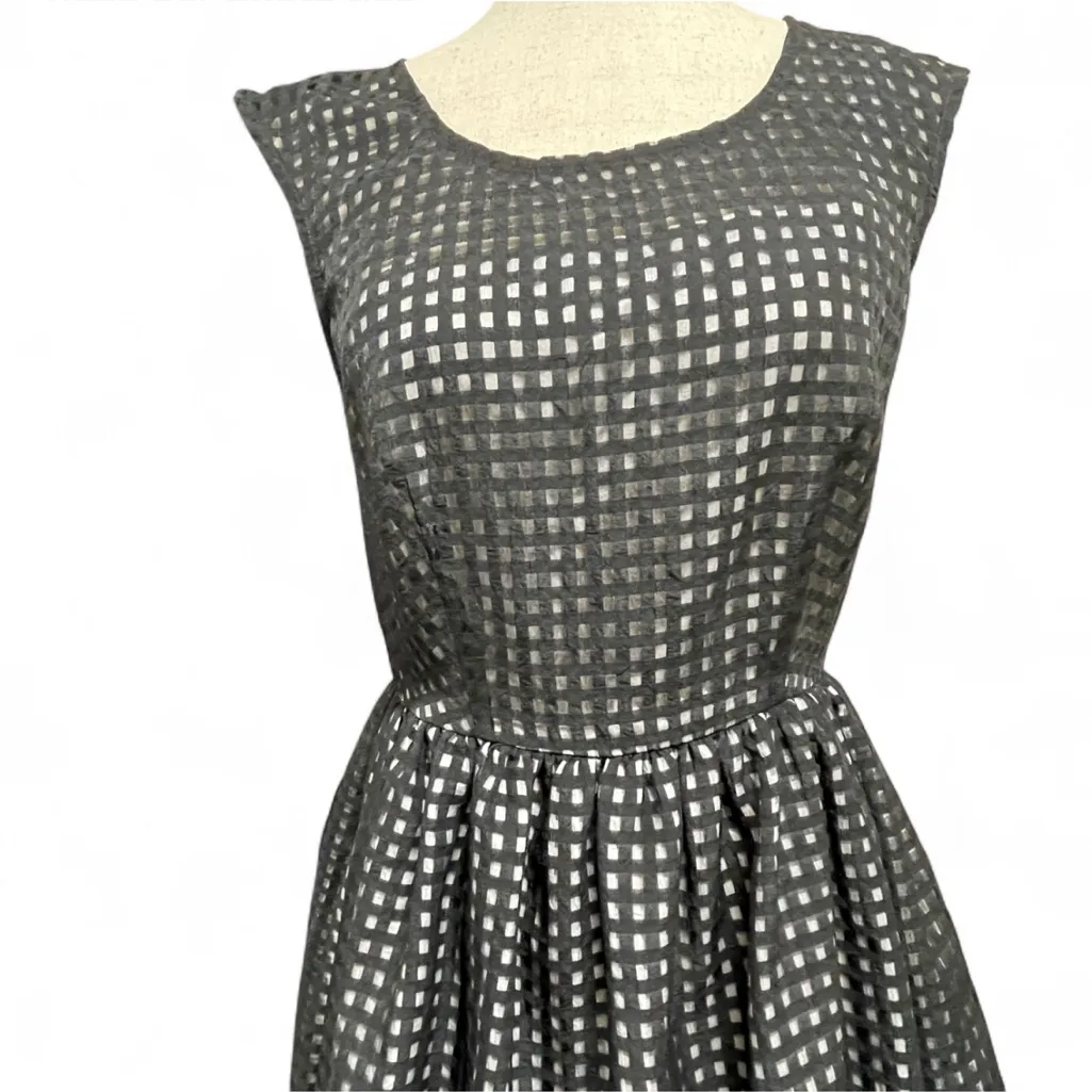 Chetta B Black Mesh Gingham White Organza/tulle Whimsigoth Dress size 6 80s Glam - Image 3