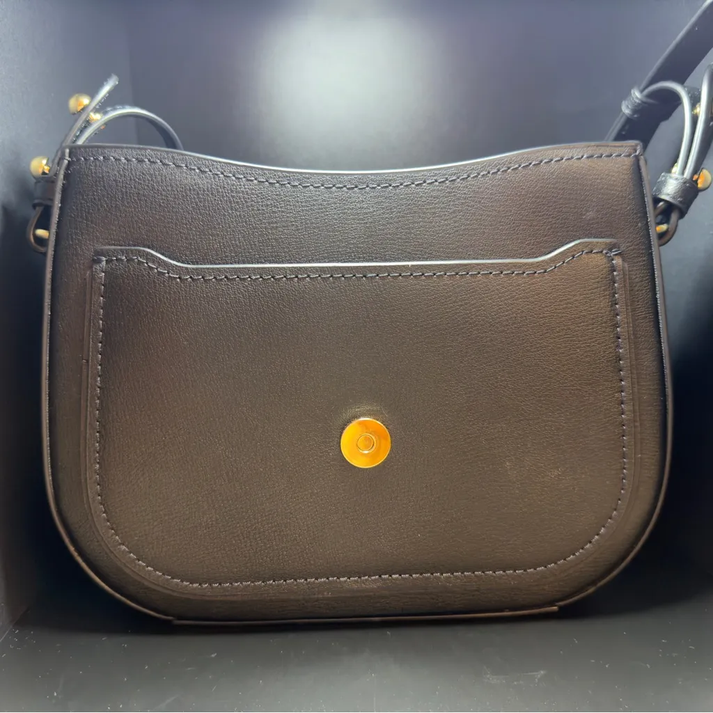 Marc Jacobs Black and Gold Rider Saddle Leather Bag - Image 8