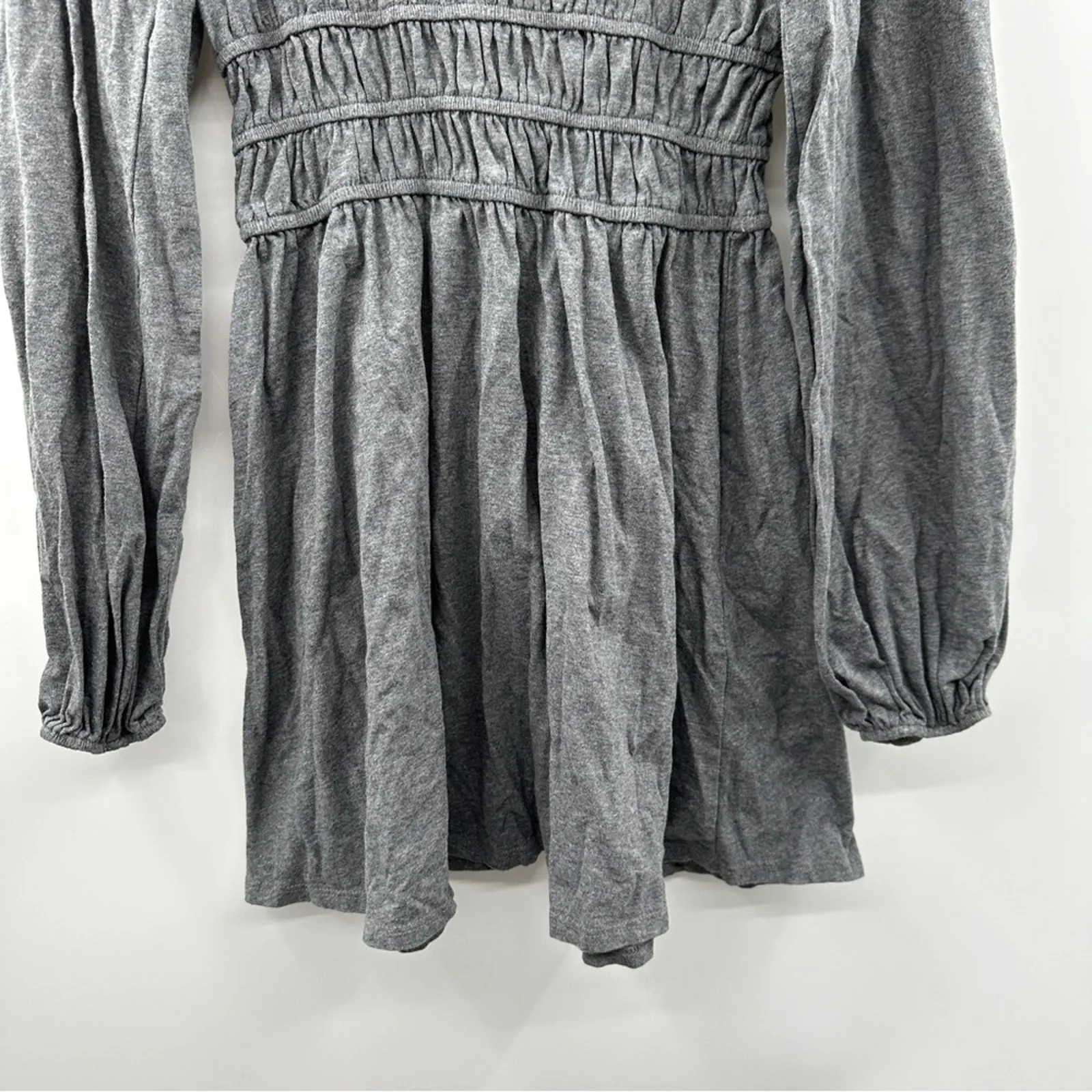 Lulus Fashion Win Charcoal‎ Grey Long Balloon Sleeve Pullover Mini Dress Sz M - Image 5