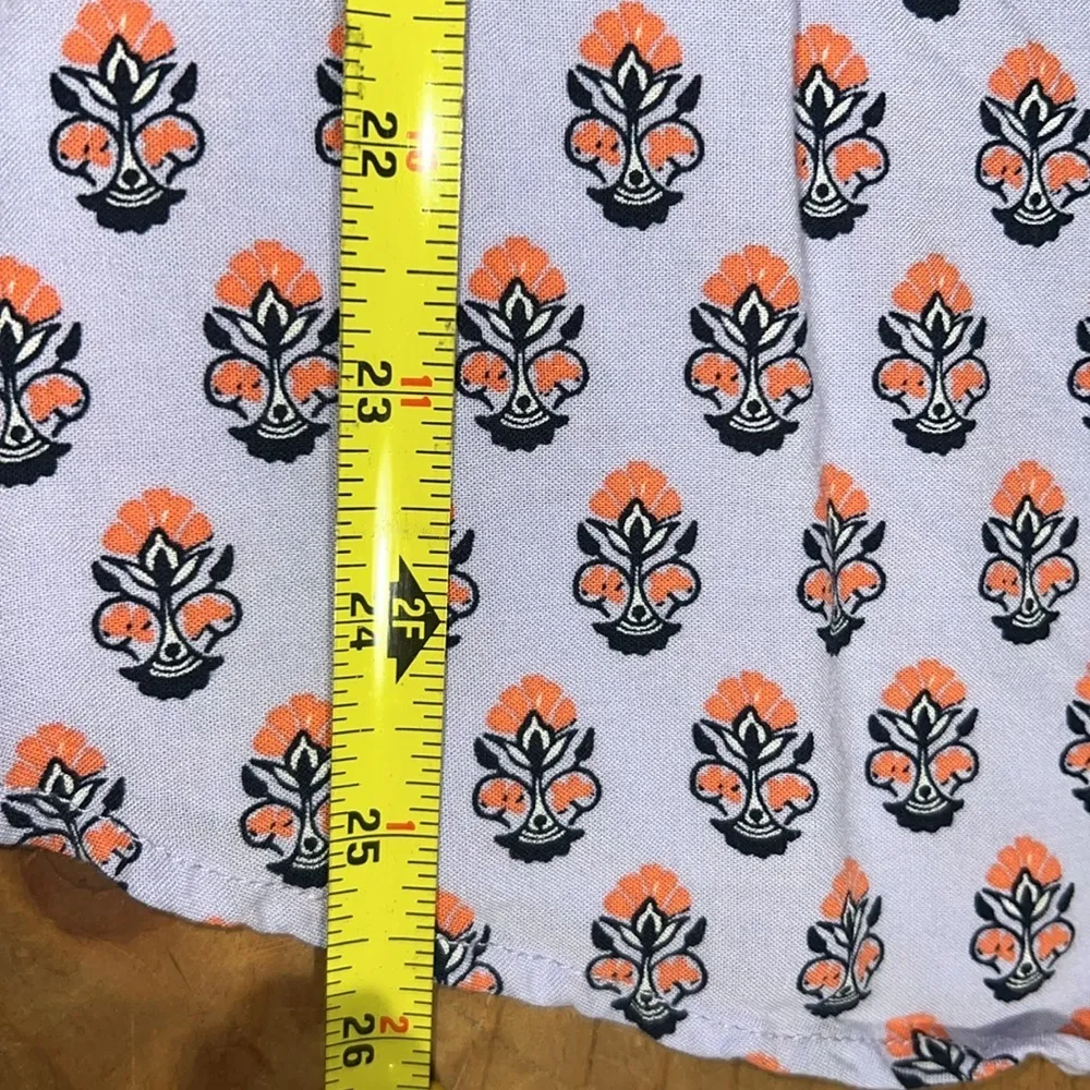 Matilda Jane sz medium pleated v-neck purple orange topiary blouse 3/4 sleeves - Image 9