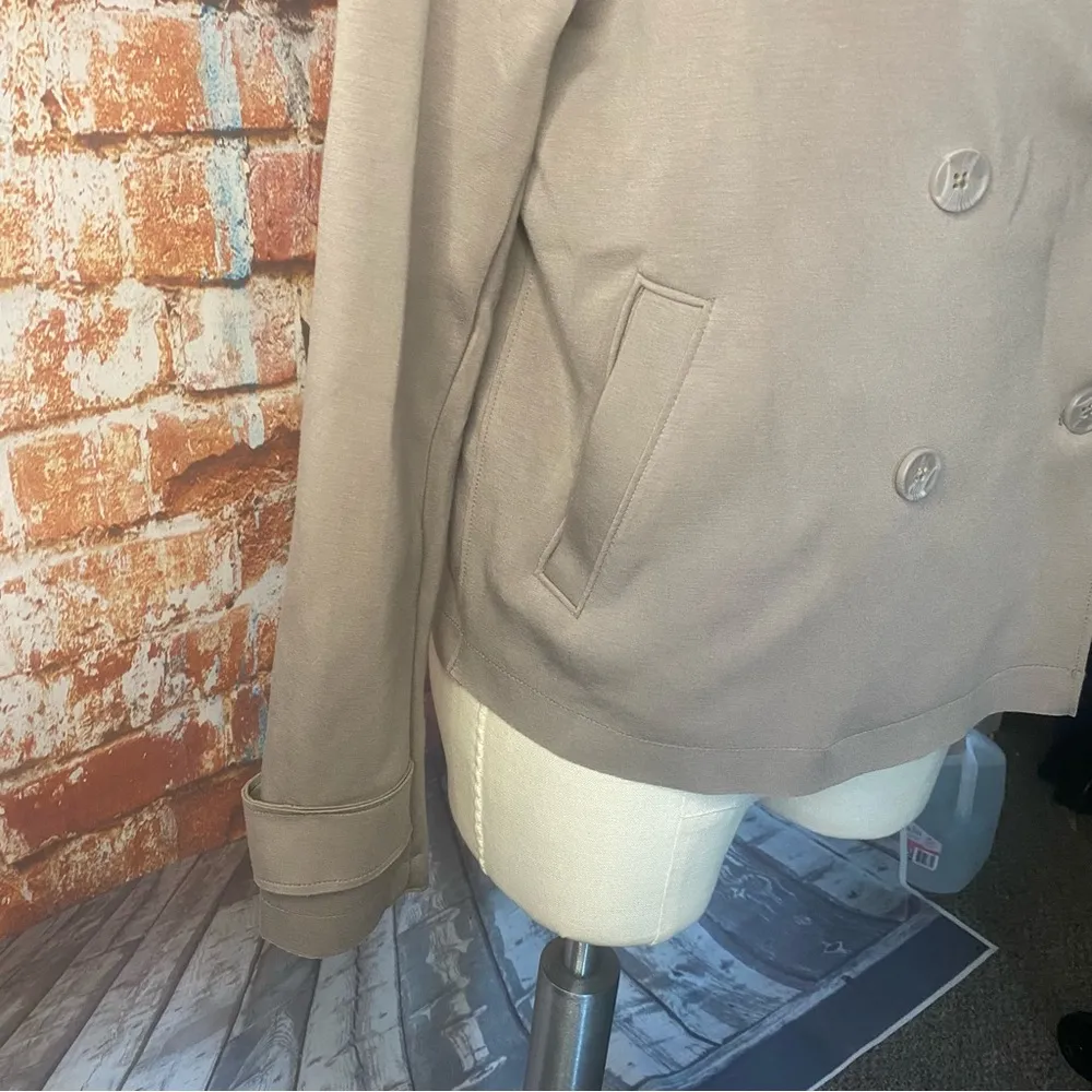 Joie Tan Gray Double Breasted Peacoat Moto Jacket Small S - Image 3