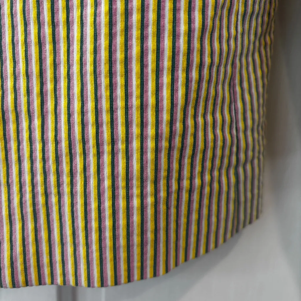 J. Crew Parke Classic Blazer Seersucker Pink Green Yellow Stripe Women’s Size 8‎ - Image 5