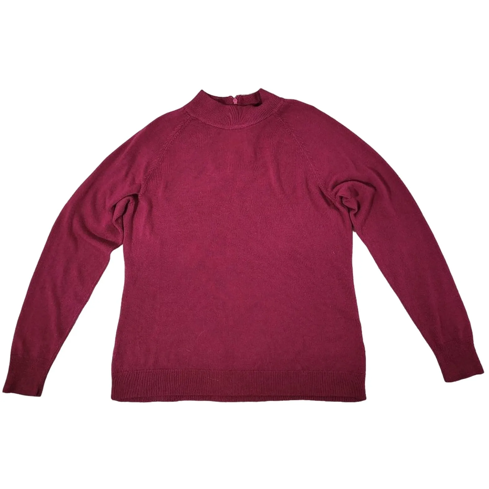 Covington‎ Women's Burgundy Mock Neck 1/4 Zip Long Sleeve Sweater XL Acrylic - Image 2
