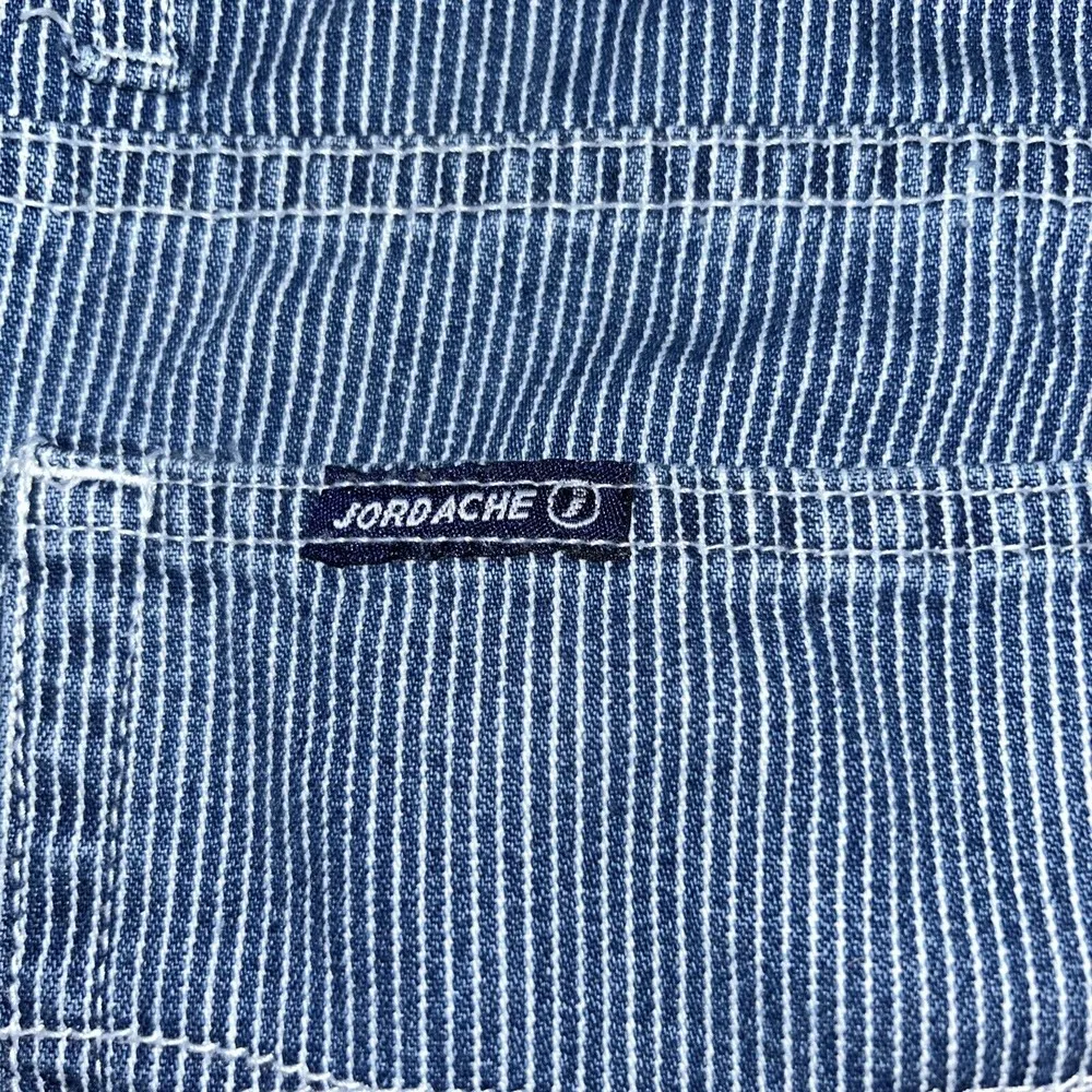 Vintage 90s Jordache Jean Shorts Size 15/16 Blue Striped Denim runs small - Image 5