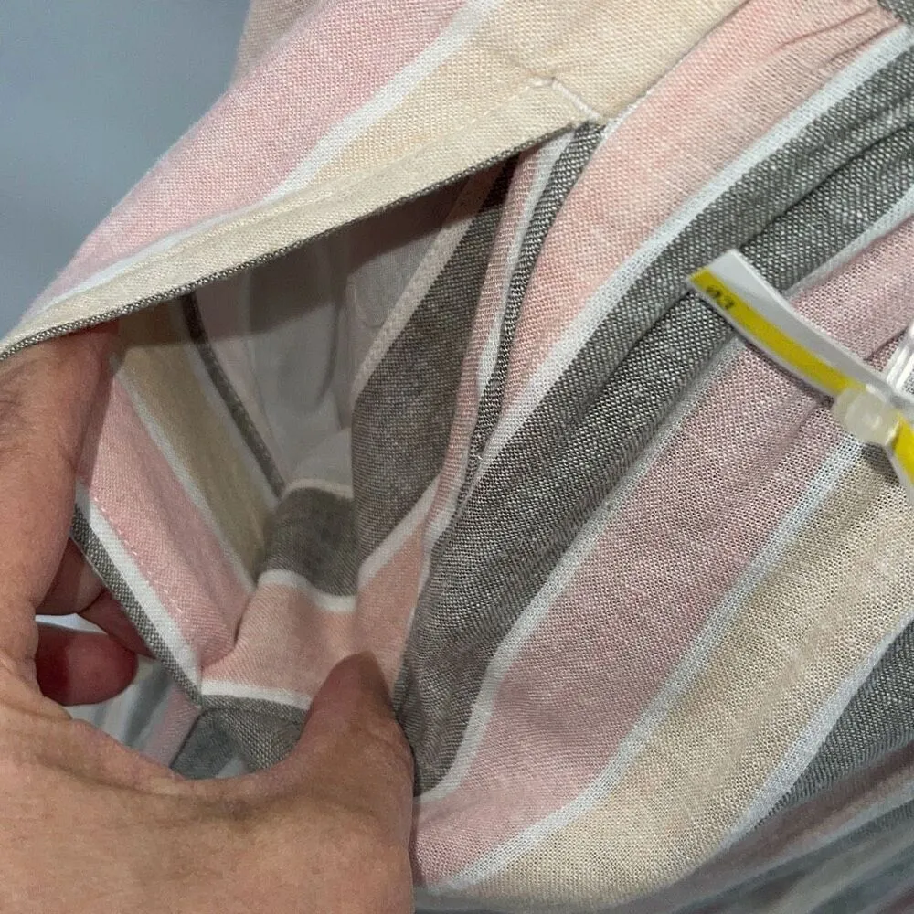 Caslon Womens Striped Square Neck Linen Blend Maxi Dress Pink Cabana Medium NWT - Image 8