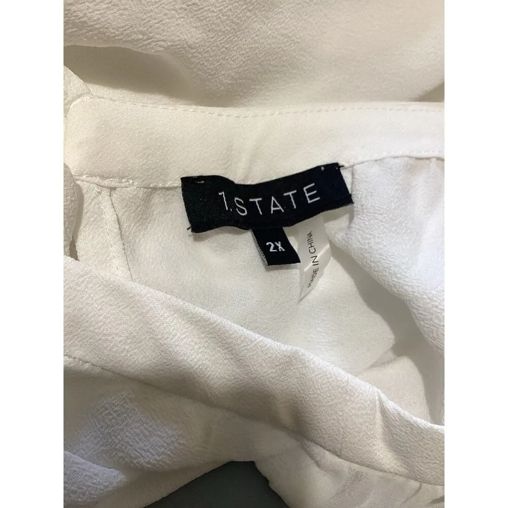 1. State Womens White Cold Shoulder Blouse Long Sleeve Chiffon 2X - Image 4