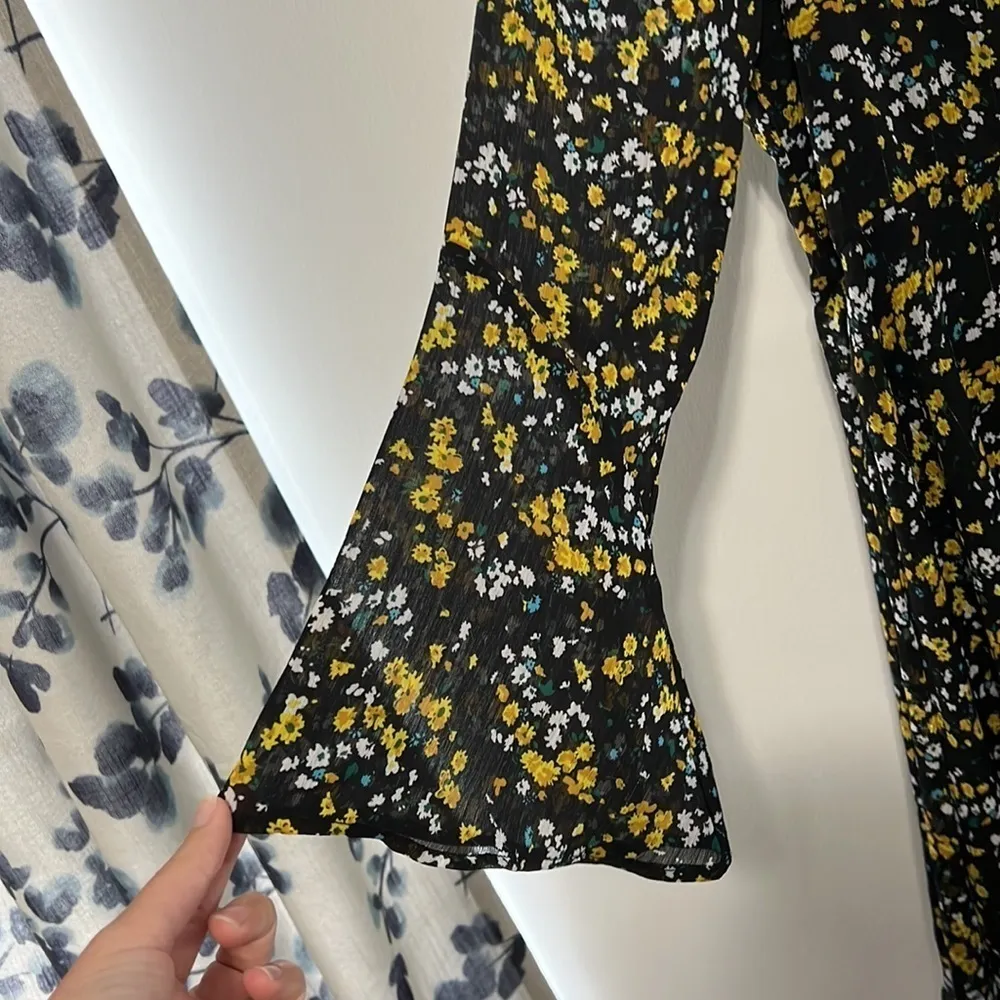 SAM Edelman Bell Sleeve A-Line Dress in Yellow Mul Size 10 NWT - Image 4