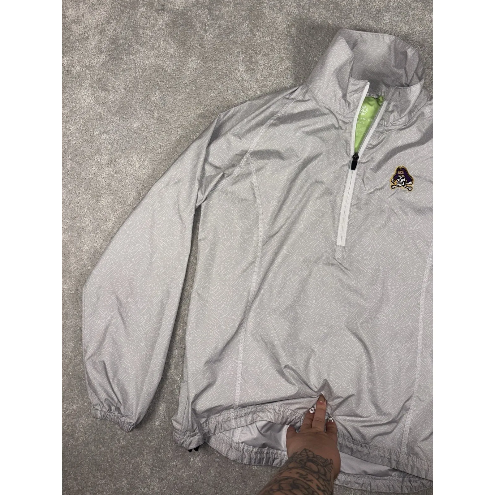 Women's Peter Millar Pullover 1/4 Zip wind Gray‎ Print ECU Eastern Carolina - Image 6