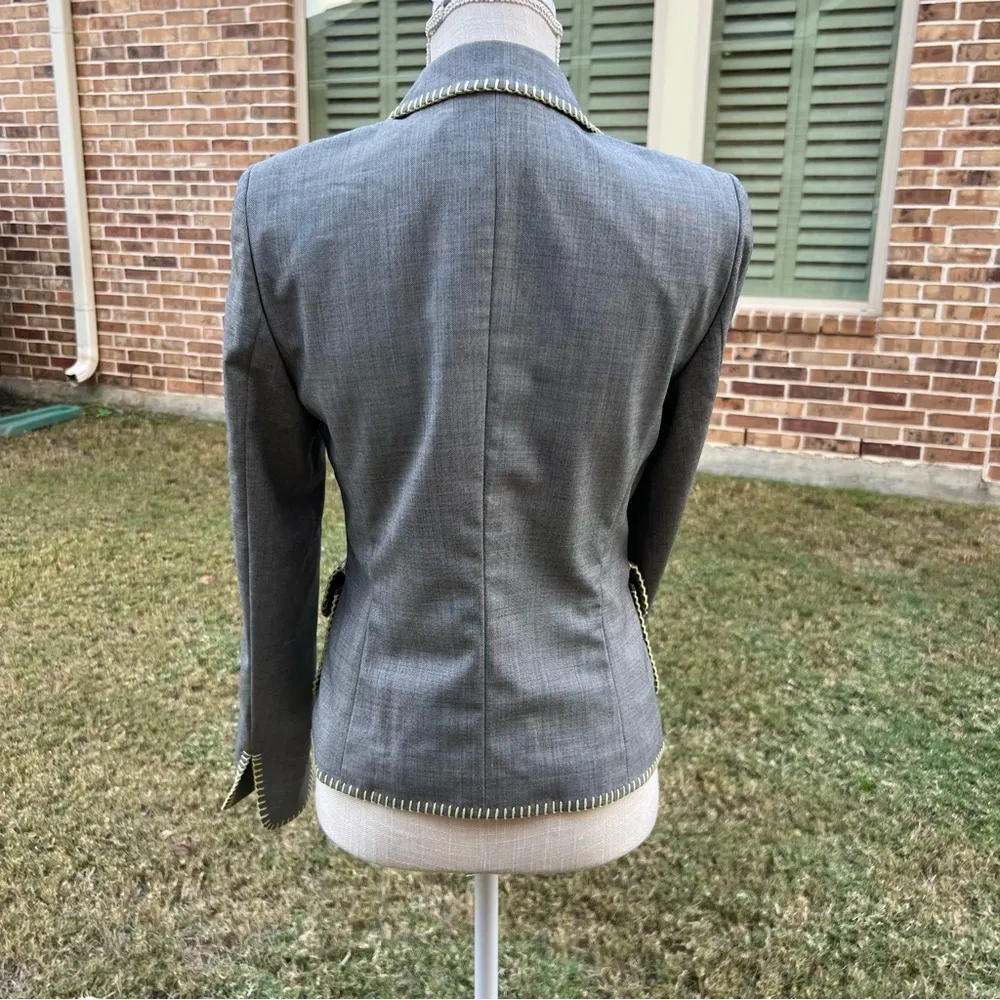 Escada Grey And Yellow Long Sleeve Blazer Jacket Size undefined - Image 5