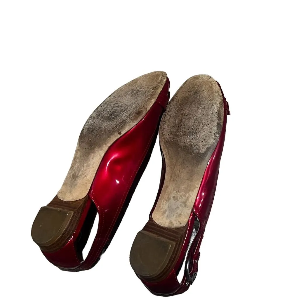 Michael Kors Women's Red Leather Ballet Flats Size 7.5M Slip-On Casual Shoes - Image 9