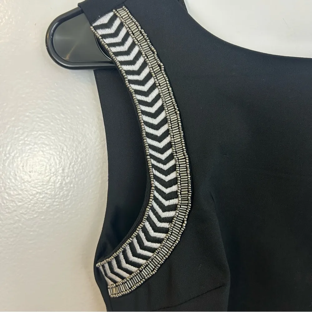 NWOT Zara Black Striped/Beaded Sleeveless Sheath Dress Size Small - Image 3