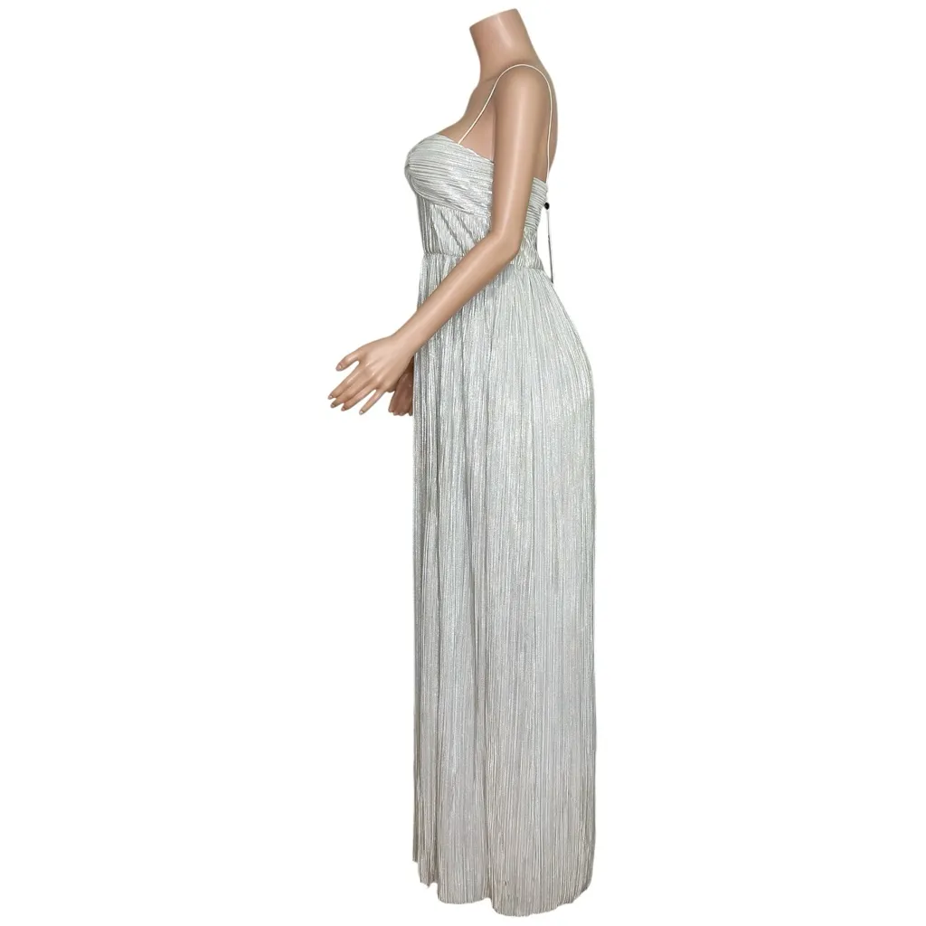 LOVERS + FRIENDS Emmy Metallic Plisse Gown, Silver, Medium - Image 6