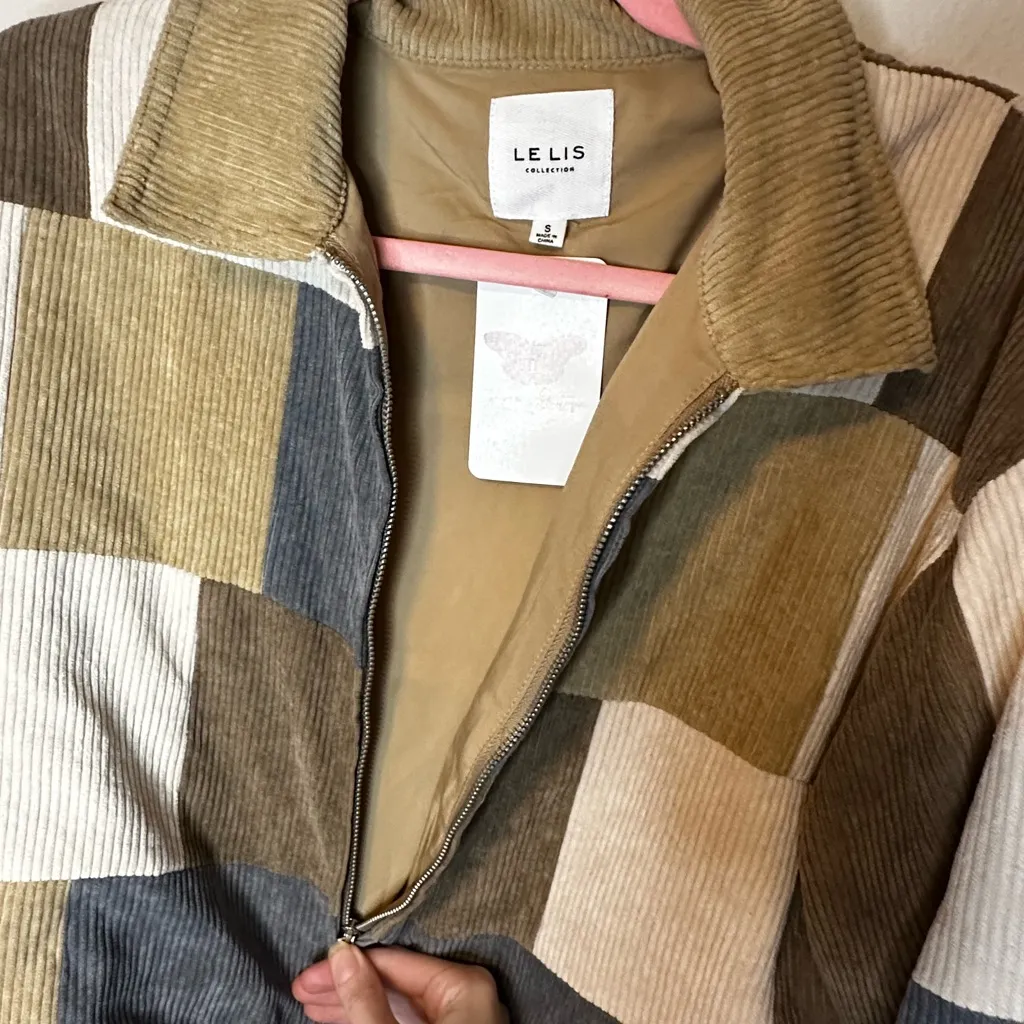 Le Lis Patchwork Bomber Jacket - Cream, Brown, Blue - Image 5