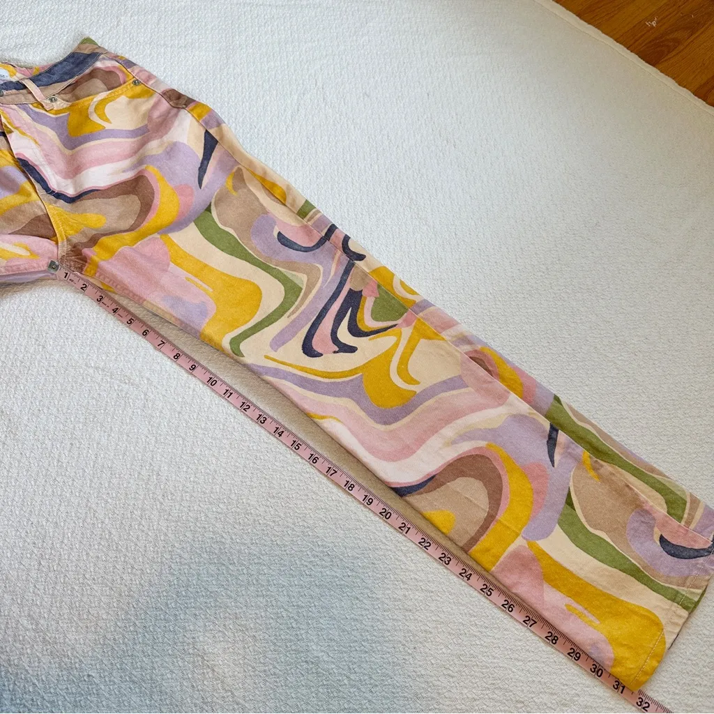 Zara Straight Leg Jeans Tie Dye Psychedelic Print Size 8 - Image 6