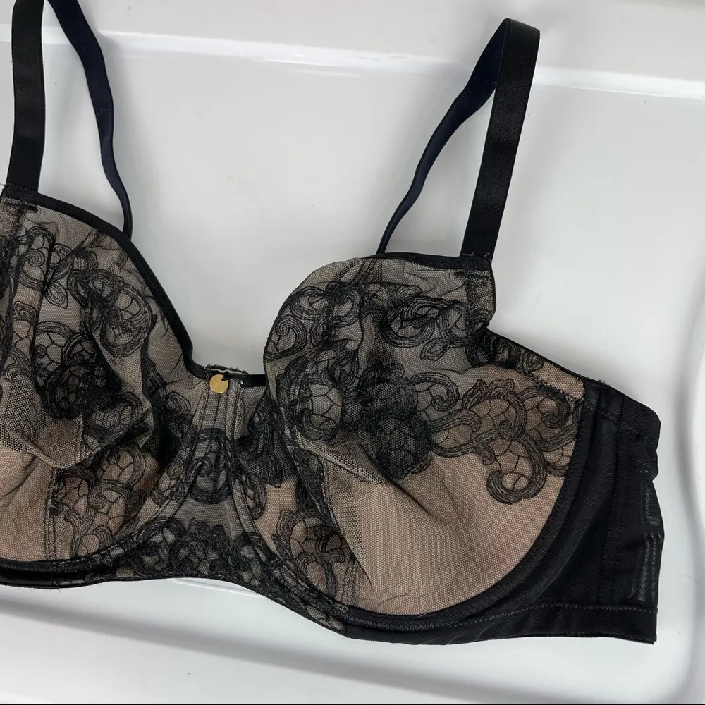 Natori Black Lace Mesh Underwire Bra Sz 42DD - Image 4