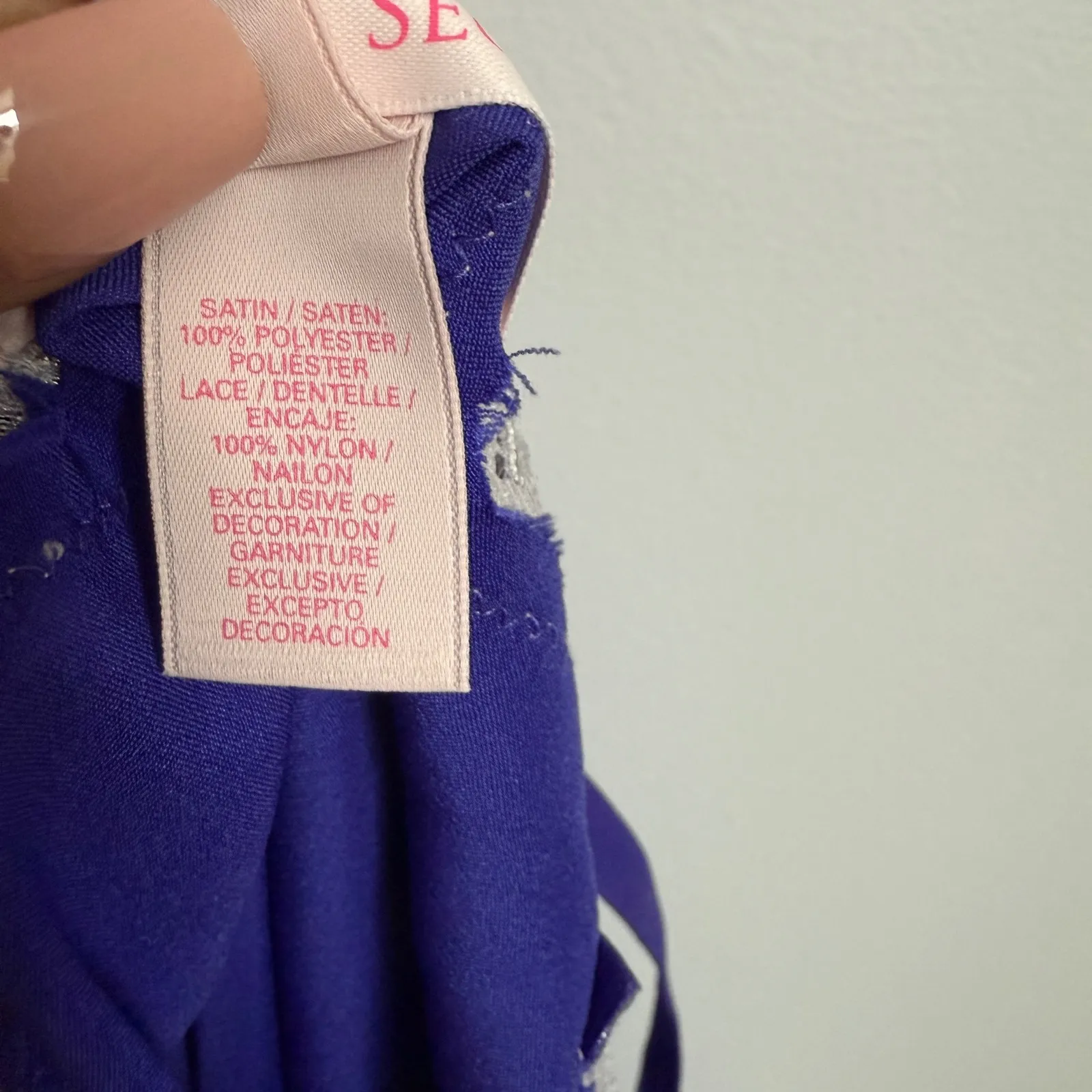 Victoria's Secret Blue Slip Dress‎ Lace Trim Lingerie Nightie S - Image 6