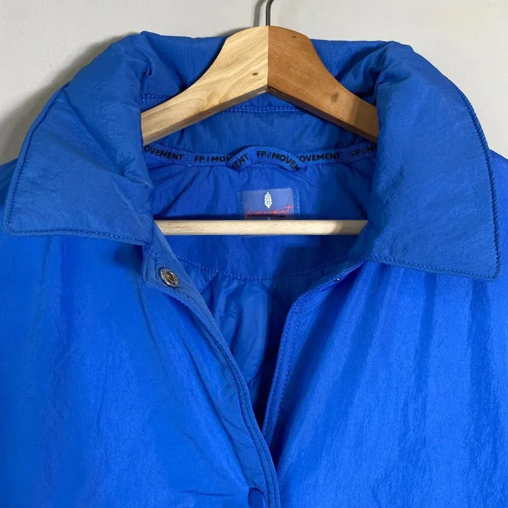 NWOT Free People FP Movement Off the Bleachers Coaches Jacket Women's Small Blue - Image 9