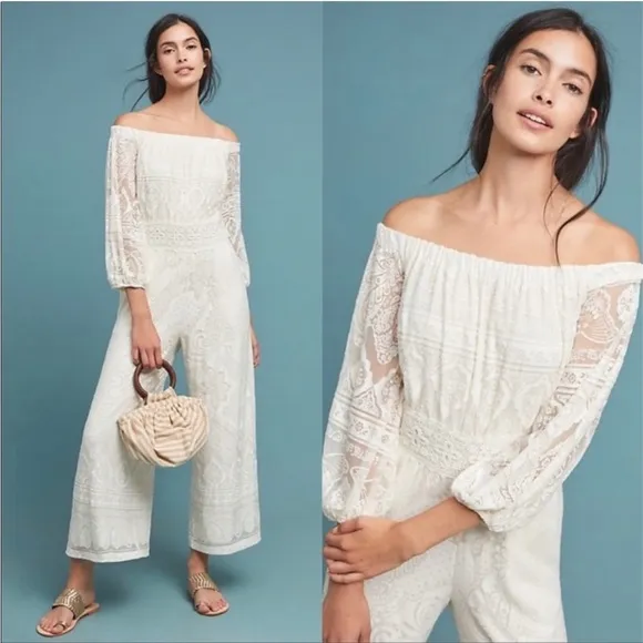 NEW Anthropologie x Farm Rio Elliott Lace Off the Shoulder Jumpsuit - Image 2