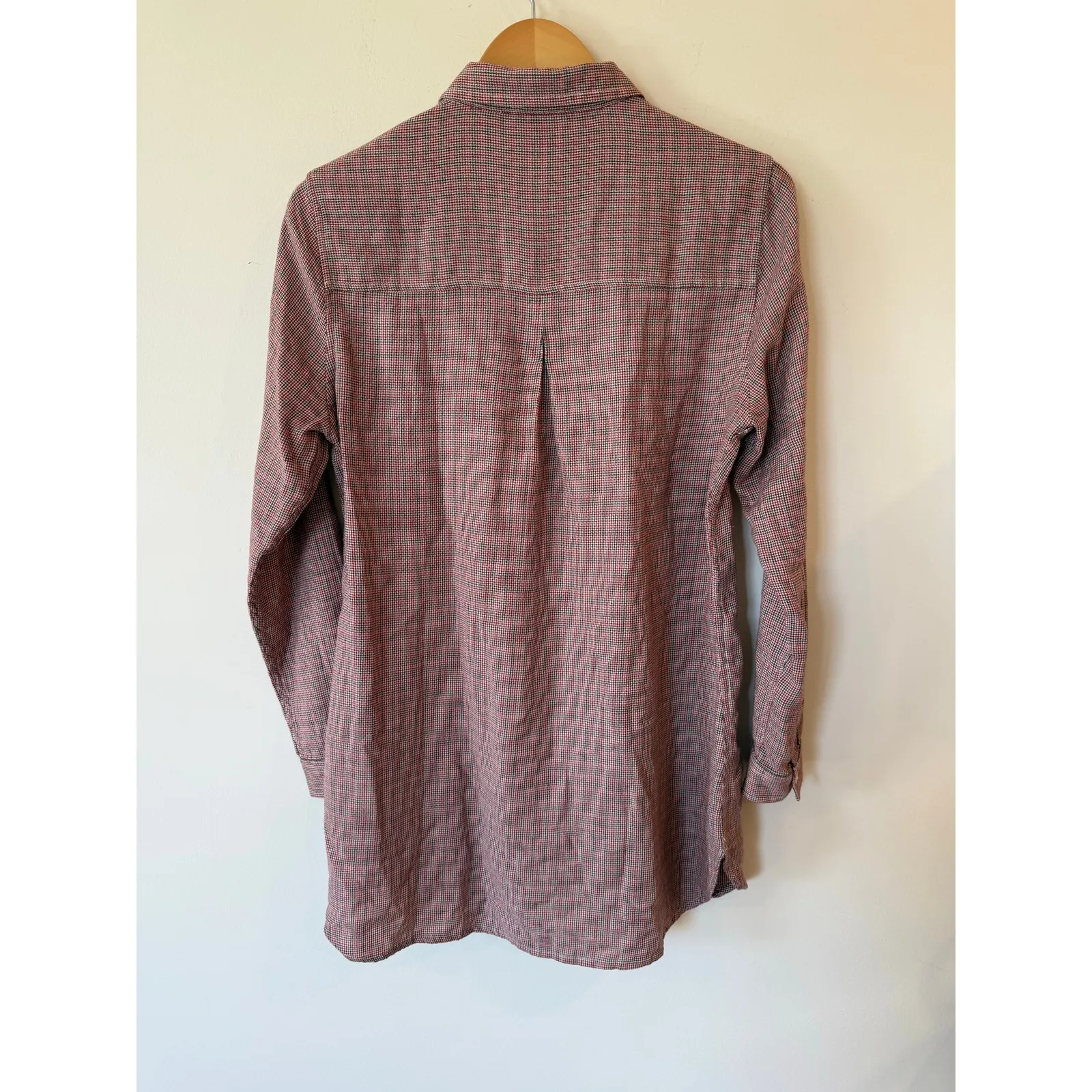 Toad & Co Long Sleeve Houndstooth Tunic Button Shirt Brown Women's Size Medium - Image 2