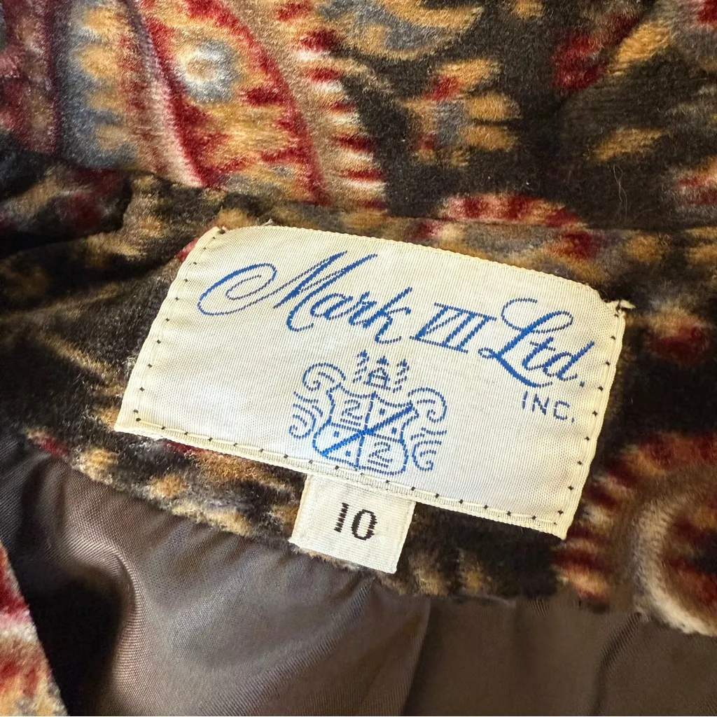 Vintage Velvet Paisley Blazer Womens 10 Mark VII Green Jacket Coat 2 - Image 3