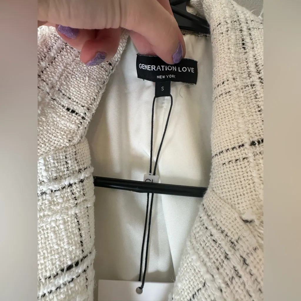 NWT Generational Love Eliza Windowpane Tweed Blazer - Image 5