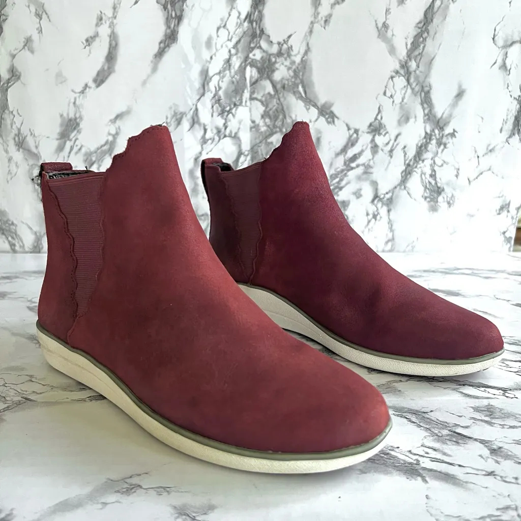 Aetrex Alanna Booties Ankle Burgundy Cushion Leather EU 38 Casual Pullon Foam - Image 3
