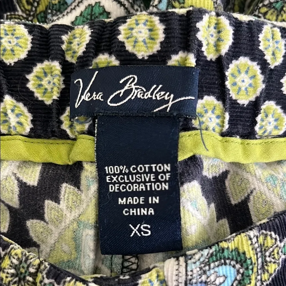 VERA BRADLEY corduroy pajama PJ Pants CAMBRIDGE Green Navy Blue - Image 2
