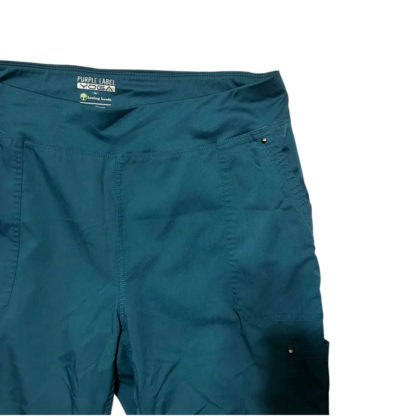 Healing Hands Women Purple Label Yoga Scrub Pants M Teal Cargo Stretch‎ Utility - Image 5