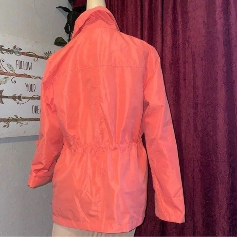 JM Collection windbreaker size small jacket Coral/Peach Rain Water Resistant - Image 7