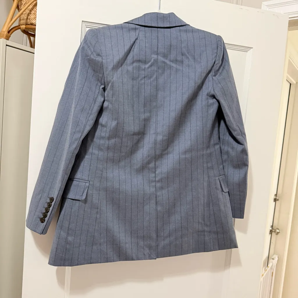 Madewell Single-Breasted Blazer in Yarn-Dyed Pinstripe in Dark Mediterranean 00 - Image 6